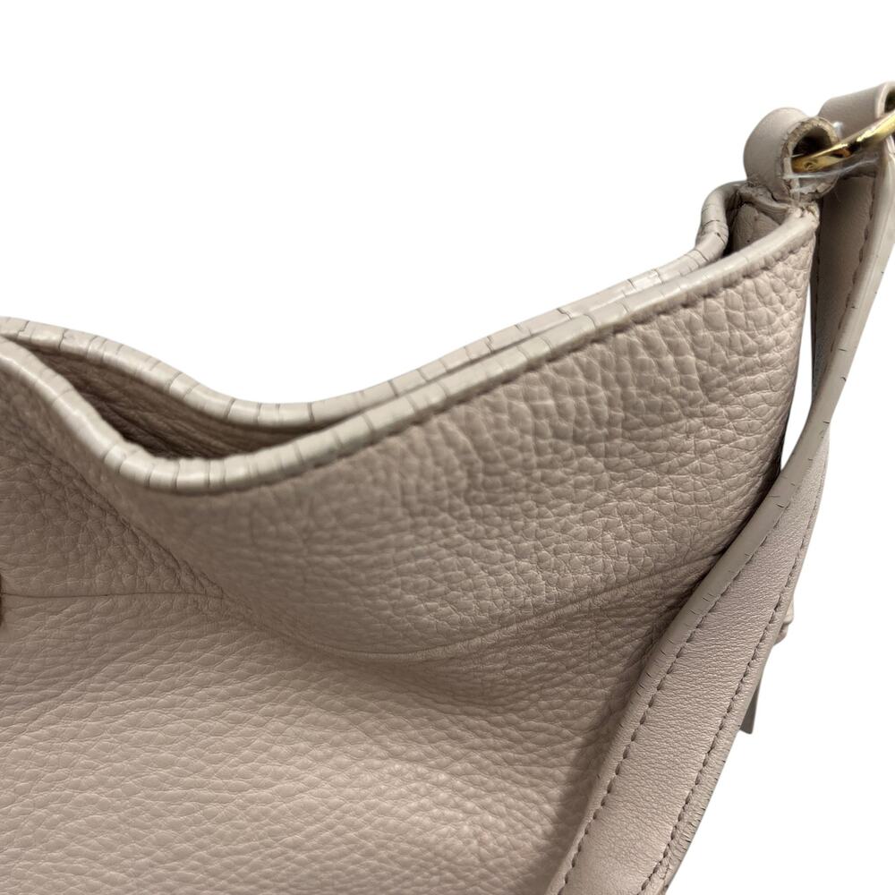 Tory Burch Shoulder Hobo Bag Ivy Pebbled Leather Expandable Zip Shell Pink Cream - Picture 3 of 10